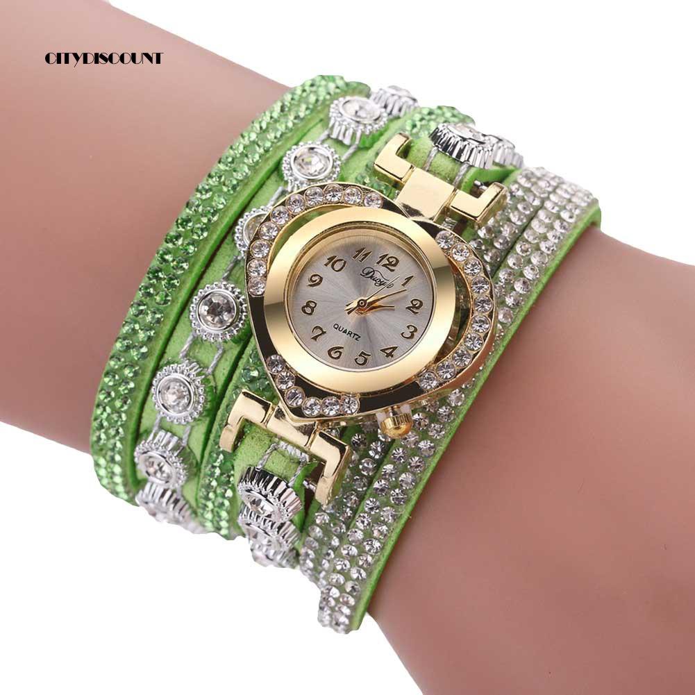 Đồng hồ analog máy quartz nữ nhiều dây mặt đính hột xoàn | BigBuy360 - bigbuy360.vn