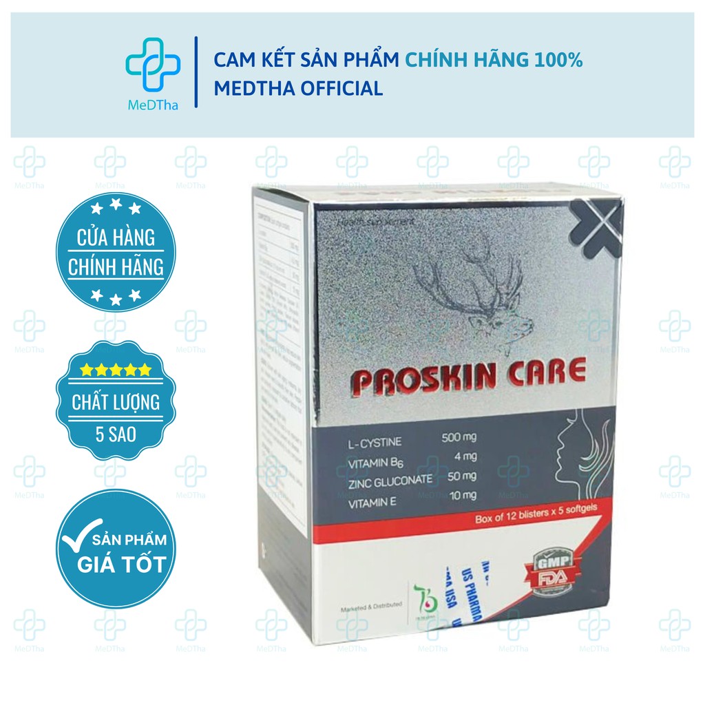 Proskin Care - Viên uống đẹp da, trắng da, chống lão hóa, mờ thâm, ngăn rụng tóc (Hộp 60 viên) [Chính hãng]