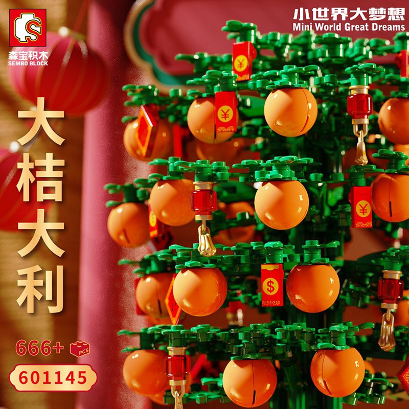 Đồ chơi lắp ráp Sembo 601145 mô hình cây Bon Sai cây quất ngày tết có đèn và nhạc mẫu mới nhất 2021
