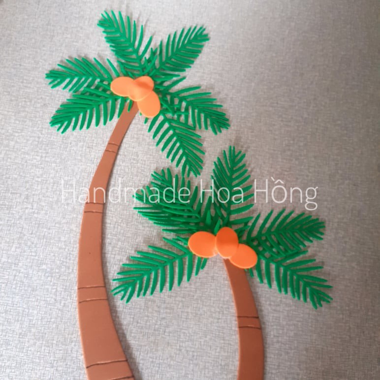 2 hình cây dừa bằng giấy xốp, 34m &amp; 36cm - Hình trang trí lớp học, mầm non, mẹt dây mây, bảng thông báo, tường nhà.....