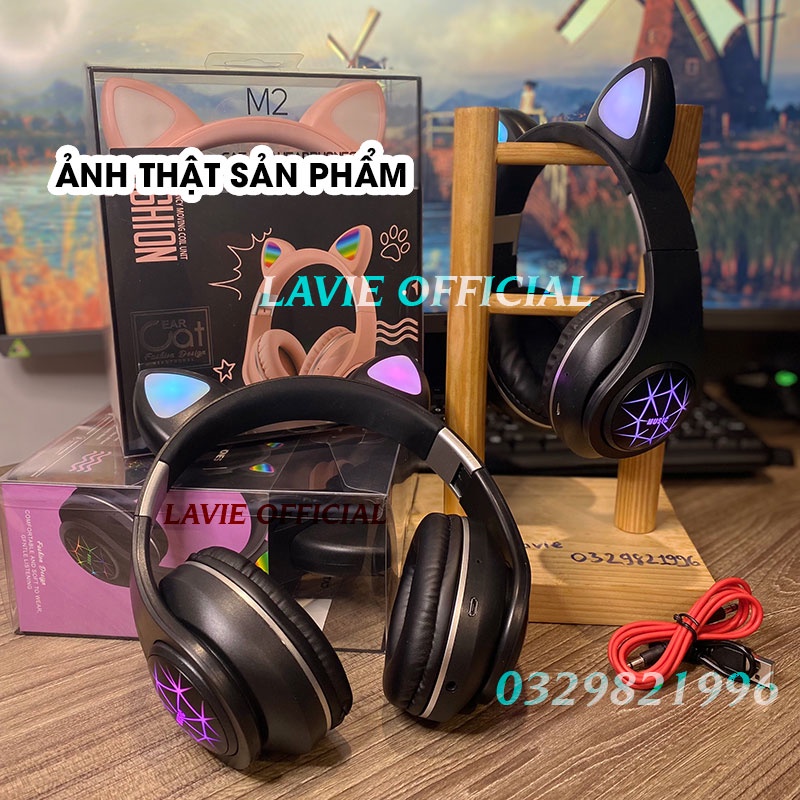 [Hàng Loại 1] Tai Nghe Mèo 7 Màu Kết Nối BluetoothCó Micro, Tai Phone Mèo Livestream Có Đèn Micro Đàm Thoại Chơi Game