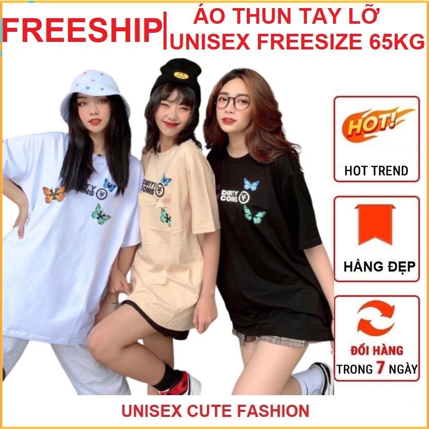 Áo thun tay lỡ DIRTYCOINS BƯỚM nam nữ, áo phông form rộng Unisex phong cách Ulzzang, chất cotton siêu đẹp