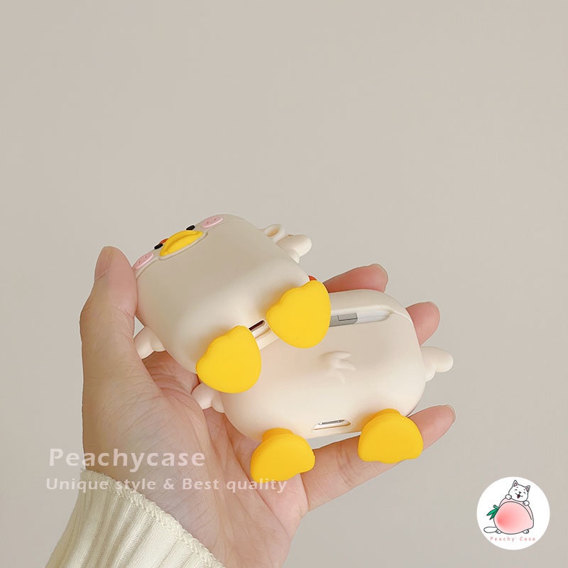 Vỏ Bảo Vệ Hộp Sạc Tai Nghe airpods 2 pro air pod 3 1 pro2 Không Dây Chất Liệu Silicon Hình Chú Vịt Và Hoa 3d Dễ Thương Ốp