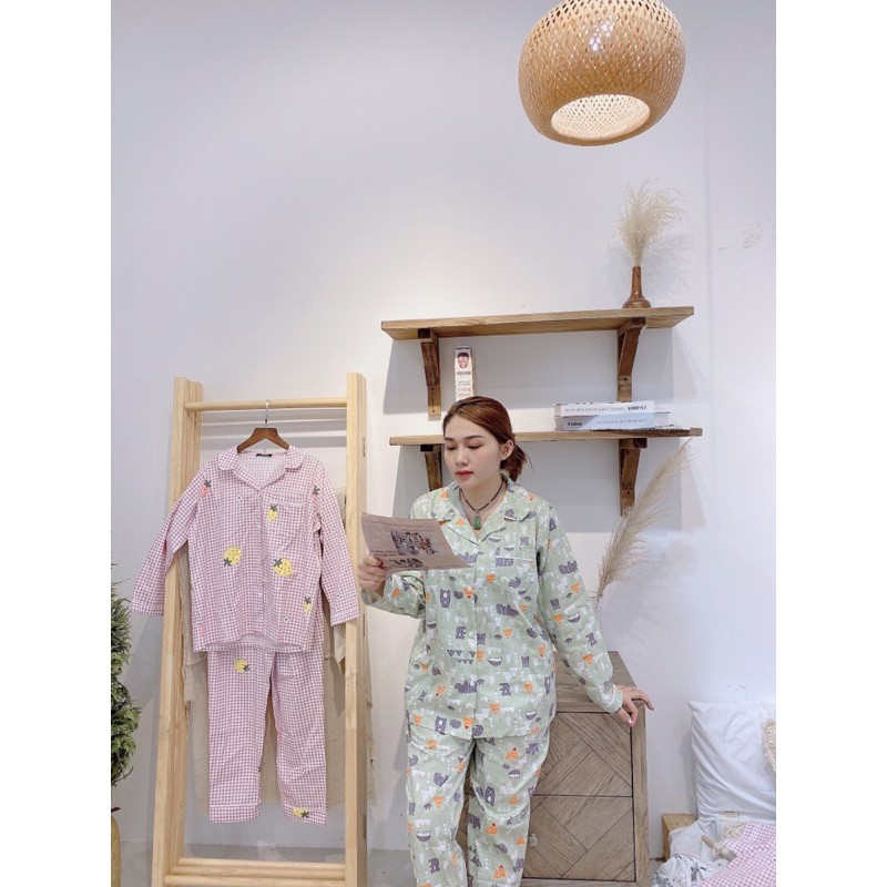 [ HÀNG MỚI ]BỘ MẶC NHÀ PIJAMA / PIZAMA THÔ TAY DÀI QUẦN DÀI