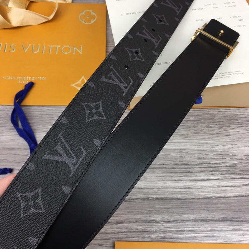 Thắt lưng da nam hai mặt dây to da in logo khoá thép chống phai màu louis vuitton LV