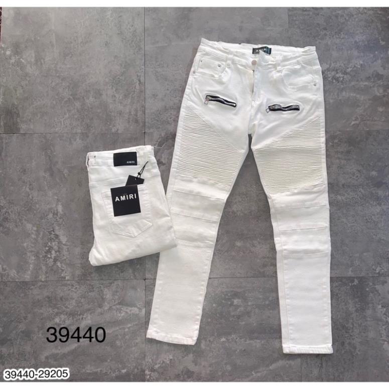 Quần Jeans Trắng Amiri Rách Gối Siêu Hót - Quần Jean Nam Amiri Khoá Siêu Chất