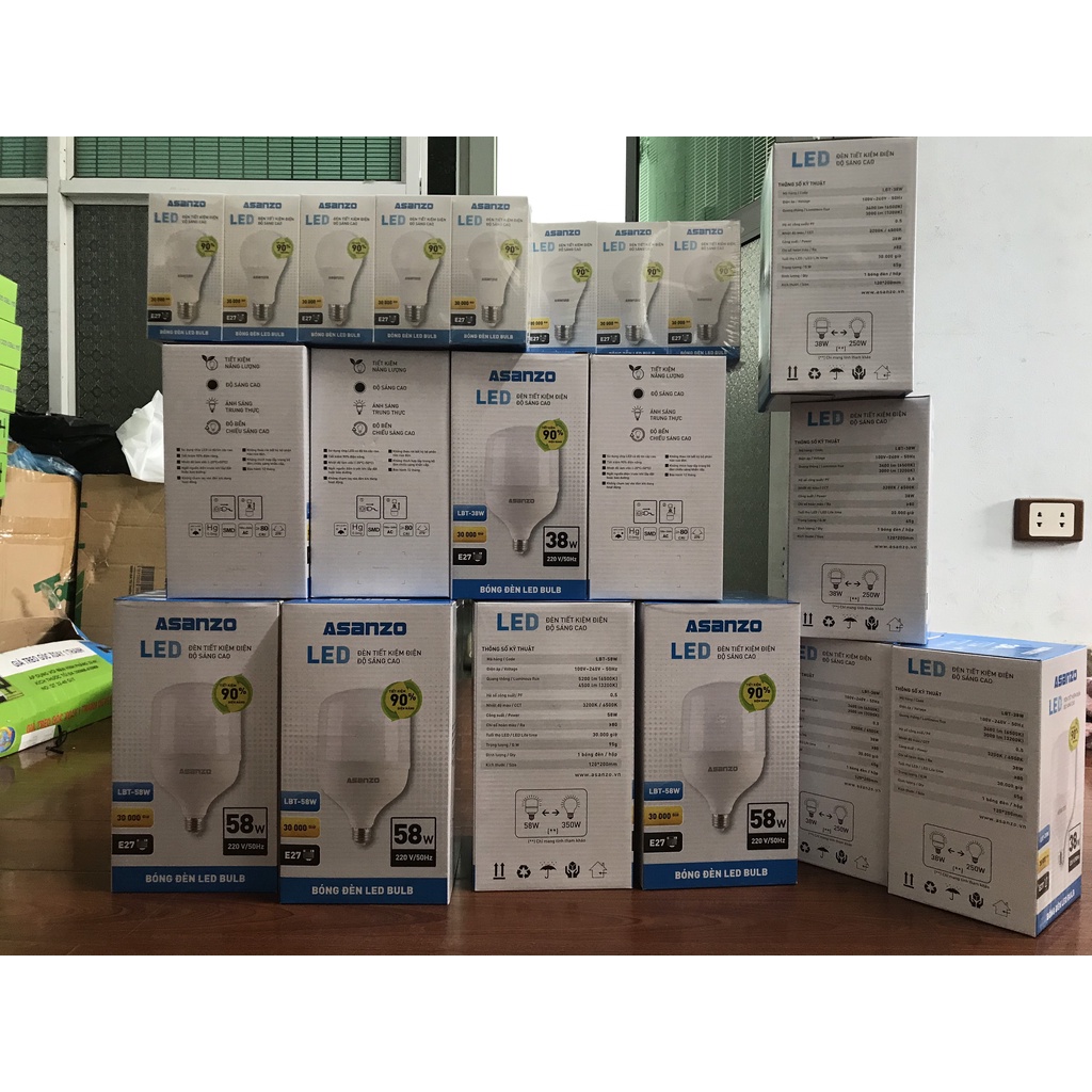 Bóng đèn Led 5w 7w 9w 10w 12w 15w 18w 20w bup tròn A bulb tiết kiệm điện kín chống nước Isun Asanzo