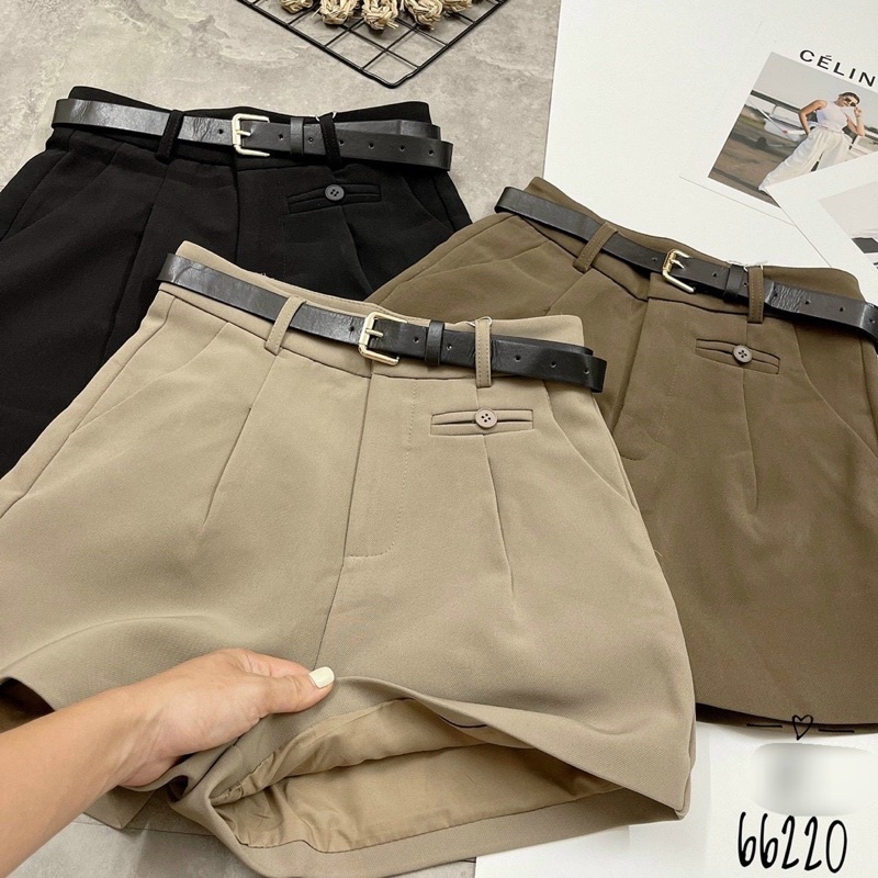 Quần  short vải kèm đai
