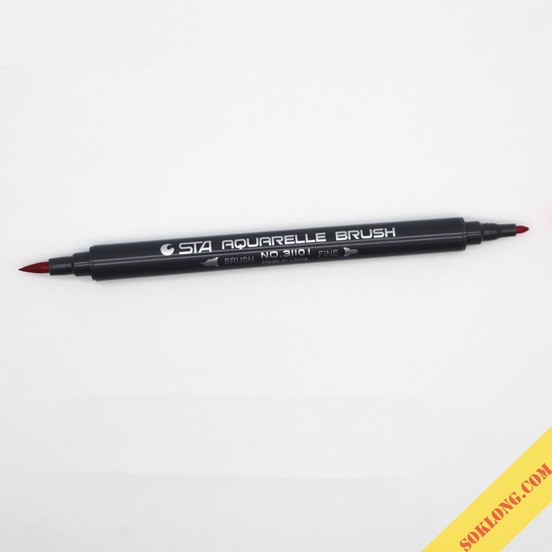 Bộ 12 bút brush 2 đầu gồm ngòi lông mềm + ngòi fine B01 Tuệ Minh