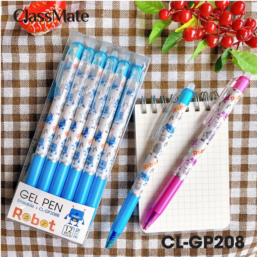 (12 chiếc) Bút gel Xóa Được Classmate GP208 ngòi 0.5mm -dòng cao cấp, viết êm, nhiều mực,khô nhanh, ko chảy mực