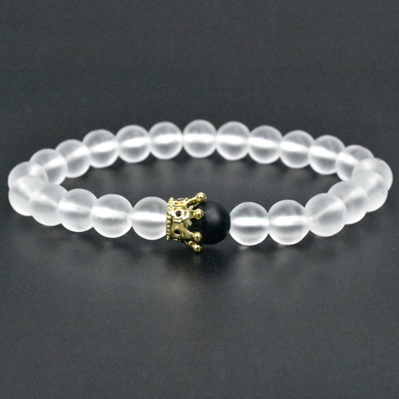 Vòng Tay Chuỗi Hạt Co Giãn Mặt Hình Vương Miện King / Queen Sang Trọng Thời Trang Unisex