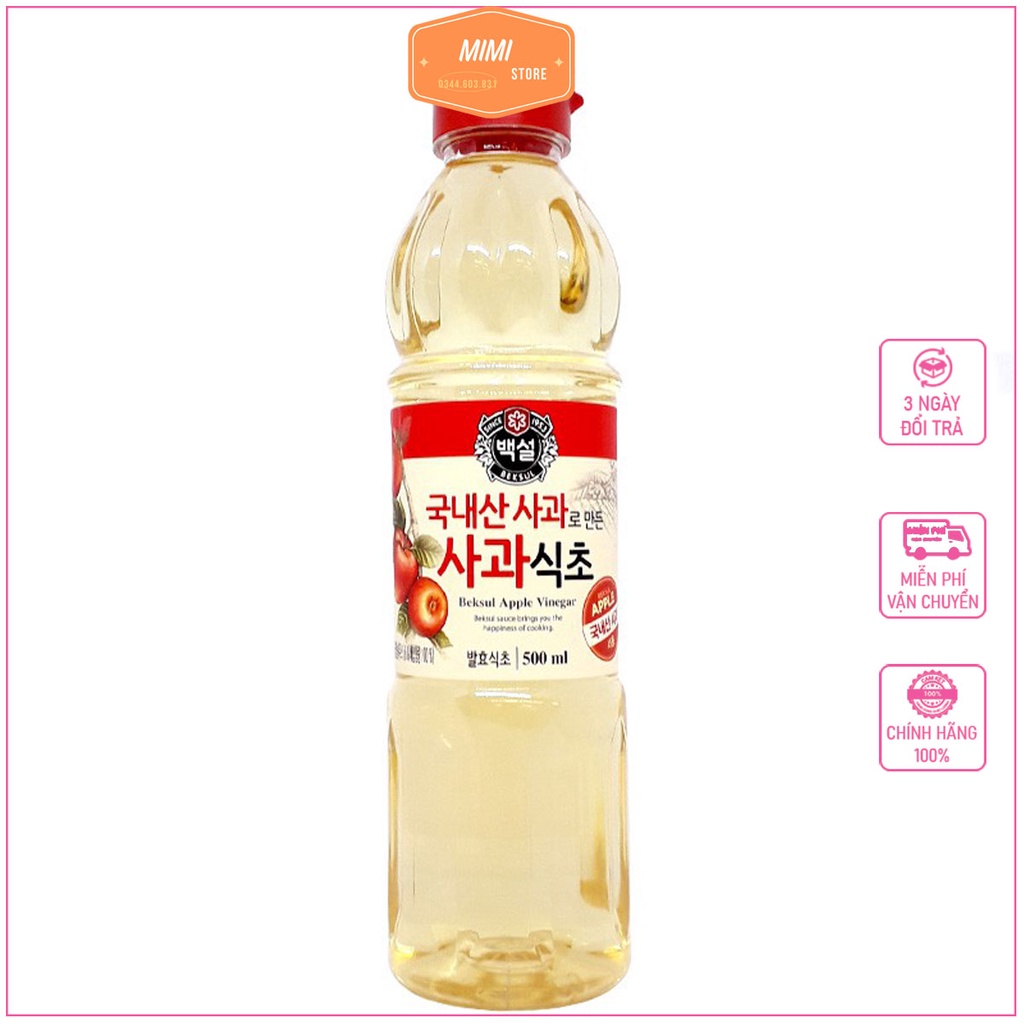 Giấm táo Hàn Quốc - Dấm táo Beksul Chai 500ML Nhập khẩu chính hãng