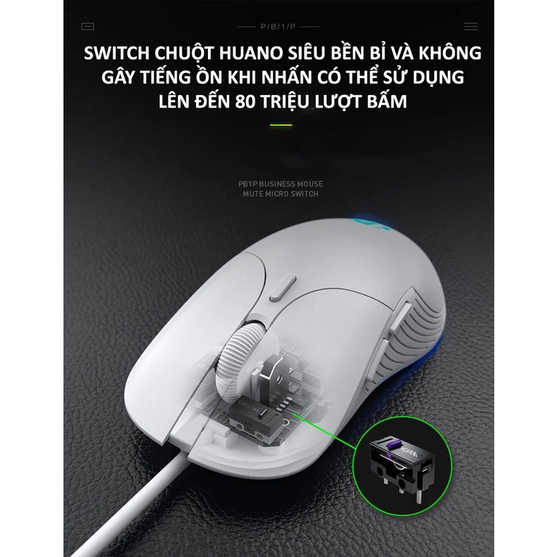 Chuột có dây INPHIC PB1P 6 nút với độ DPI lên đến 4800 phù hợp cho game thủ, văn phòng, photoshop - NK