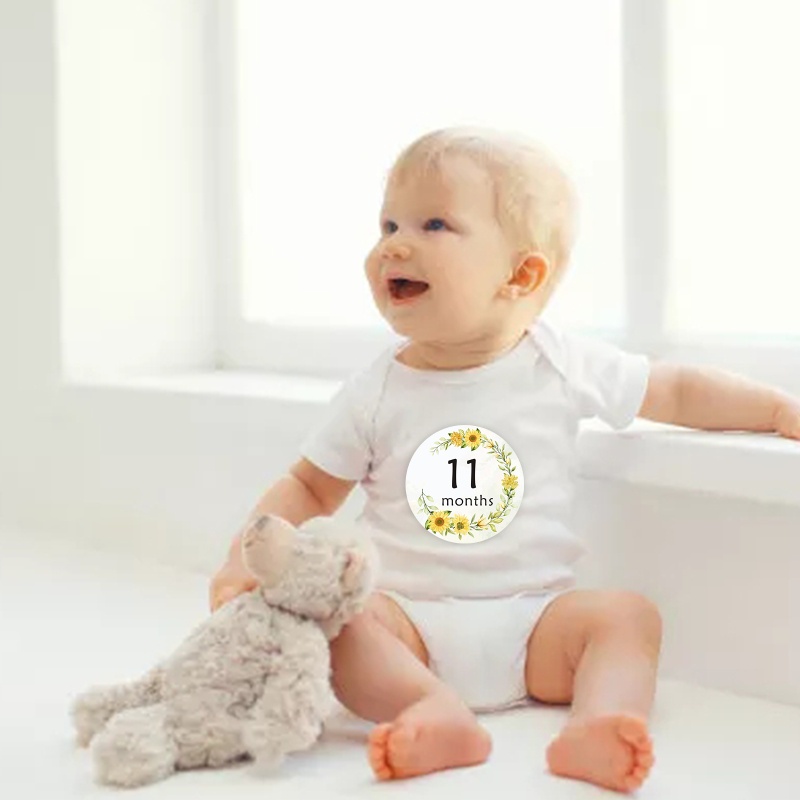 Set 12 Sticker Đánh Dấu Cột Mốc Phát Triển Theo Tháng Cho Bé 1-12 Tháng Tuổi