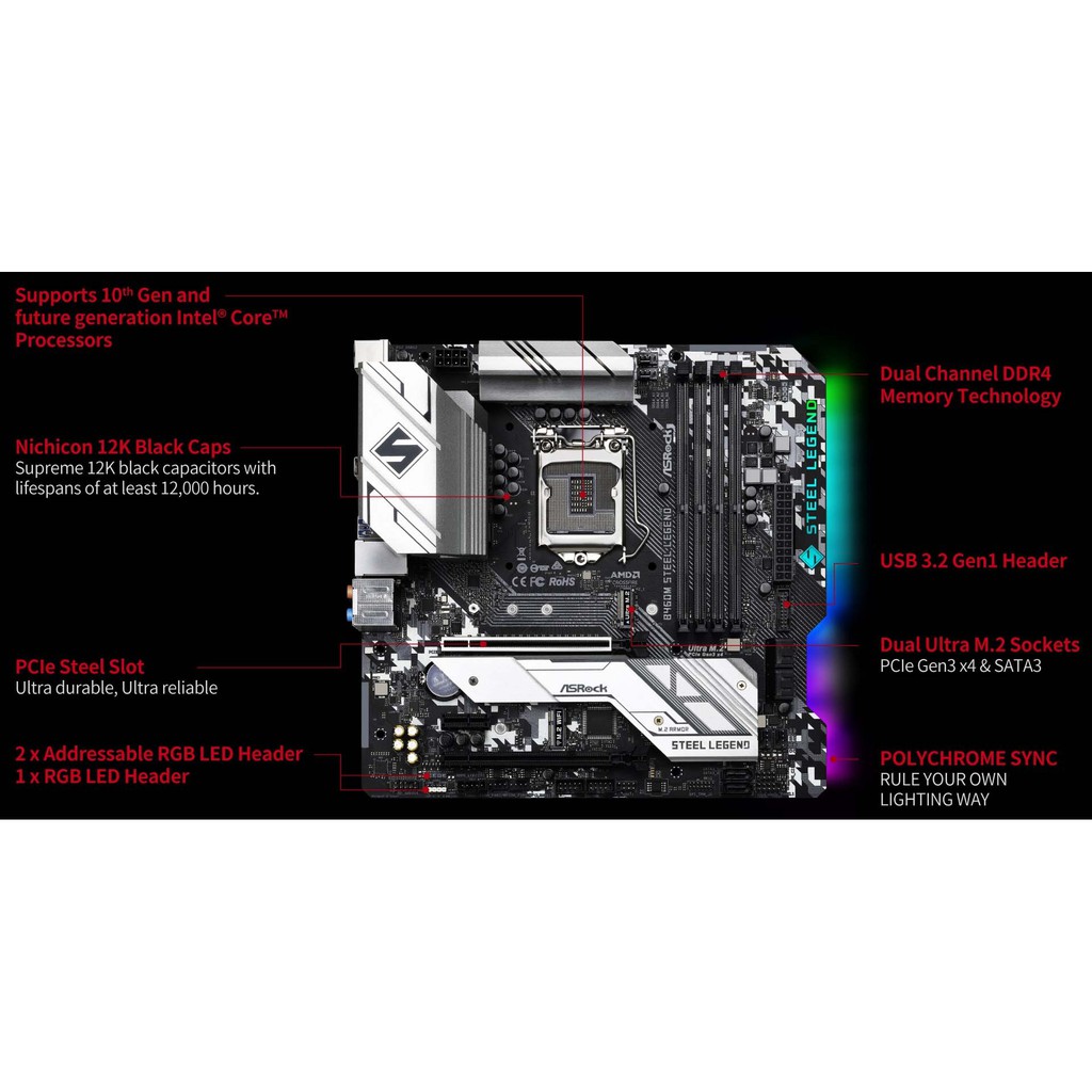 [Mã ELMS05 giảm 5% đơn 300k]Bảng mạch chính Asrock B460M STEEL LEGEND - Bảo hành chính hãng 36 Tháng | BigBuy360 - bigbuy360.vn