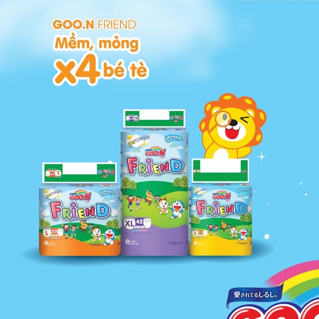 Tã quần Goon Friend S60, M56, L46, XL40, XXL34, XXXL22 kèm gói nhỏ