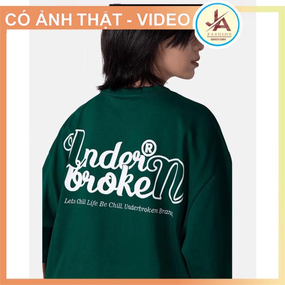 Áo thun underbroken bassic local brand, Áo phông tay lỡ tshirt cổ tròn UNISEX nam nữ Cotton oversize form rộng