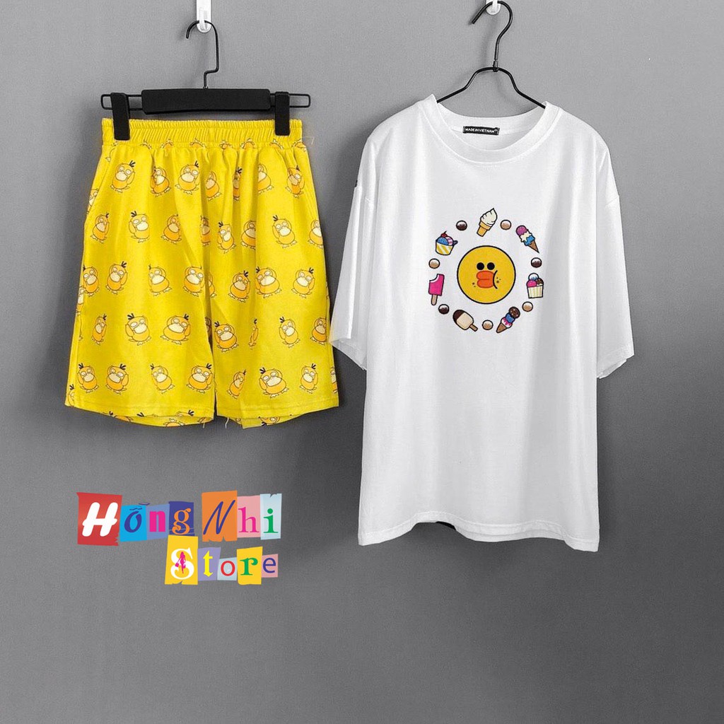 Quần Đùi Hoạt Hình Con Vịt Short Cartoon Oversize Ulzzang Unisex Dáng Rộng - MM