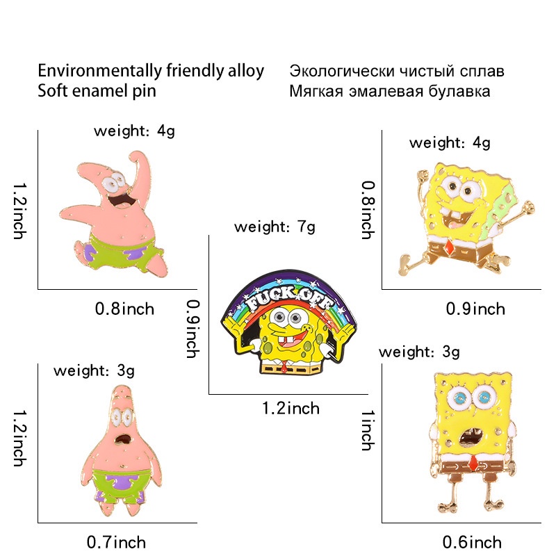 Ghim Cài Áo Hợp Kim Hình SpongeBob SquarePants Series Hoạt Hình Patrick Star Snail