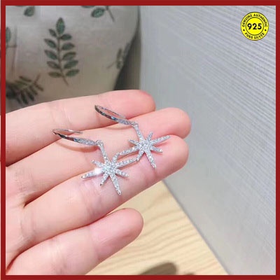 Khuyên Tai Bạc S925 Hình Ngôi Sao Sáu Cánh Đơn Giản Chống Rơi Vỡ Hàng Mới Dành Cho Bạn Nữ
