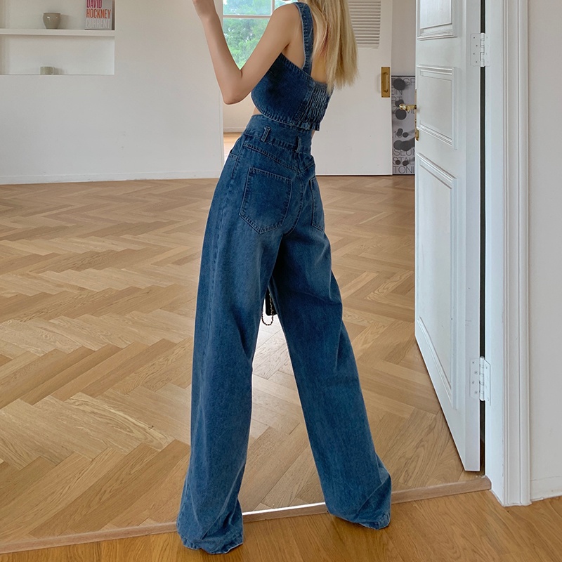 Bộ Áo Sát Nách + Quần Denim Dài Thời Trang Mùa Hè Cá Tính