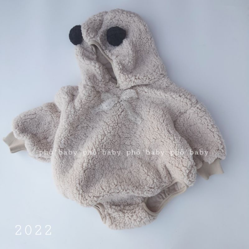 bộ liền thân lông gấu, lông thỏ đáng yêu cho bé