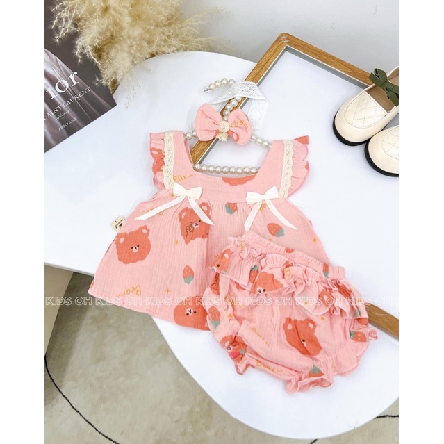 vải xô muslin cao cấp con gấu bear may váy áo siêu xịn,mềm mát