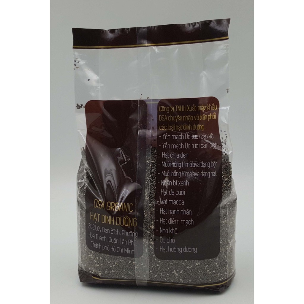 Hạt chia Đen Hiệu DSA Organic. Khối lượng 500 gram. .