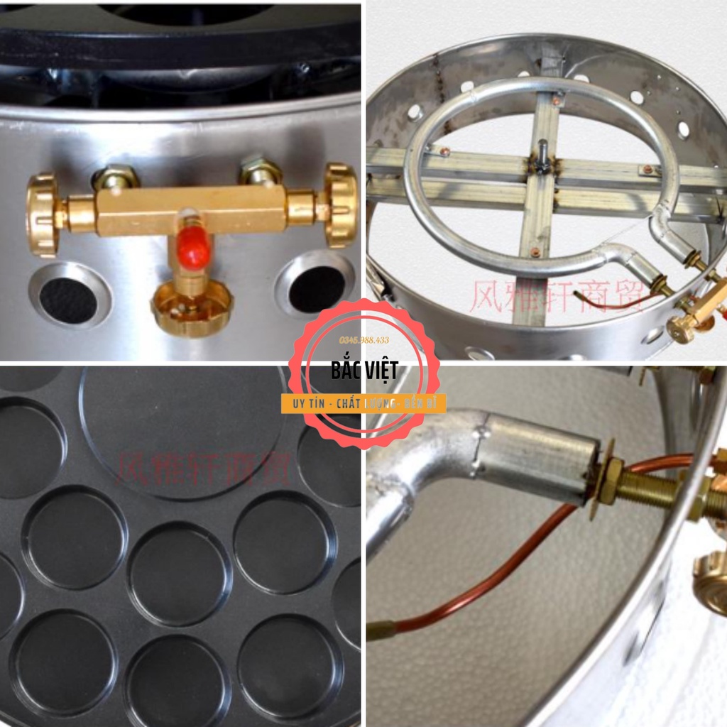Máy làm bánh đậu đỏ Đài Loan dùng gas loại 18-22-26-32 lỗ - Bảo hành 12 tháng