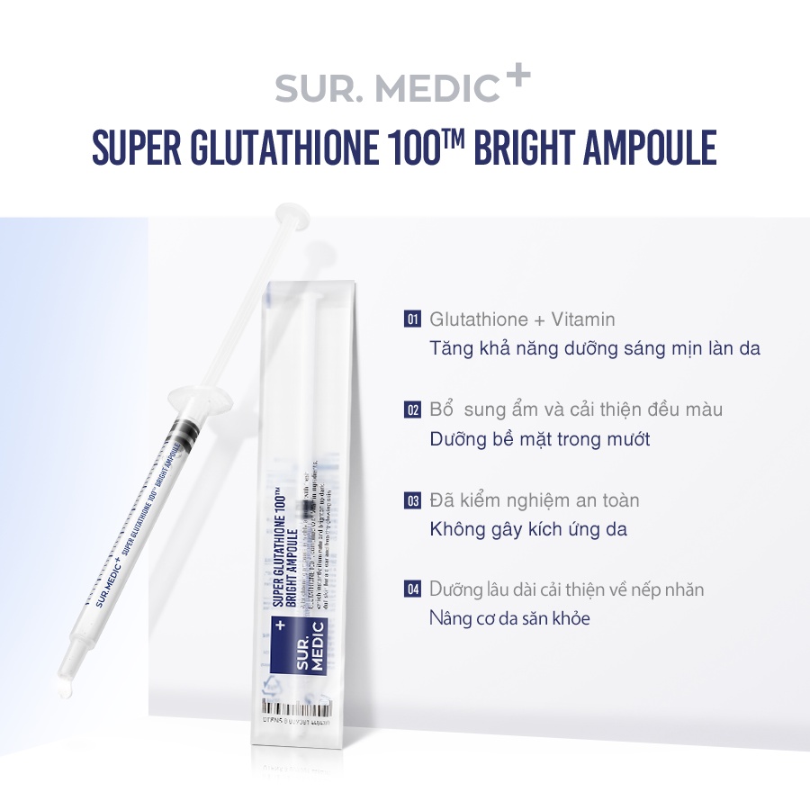 Combo 10 Tinh Chất Truyền Trắng SURMEDIC Super Glutathione 100 Bright Ampoule 1g/1ống x10