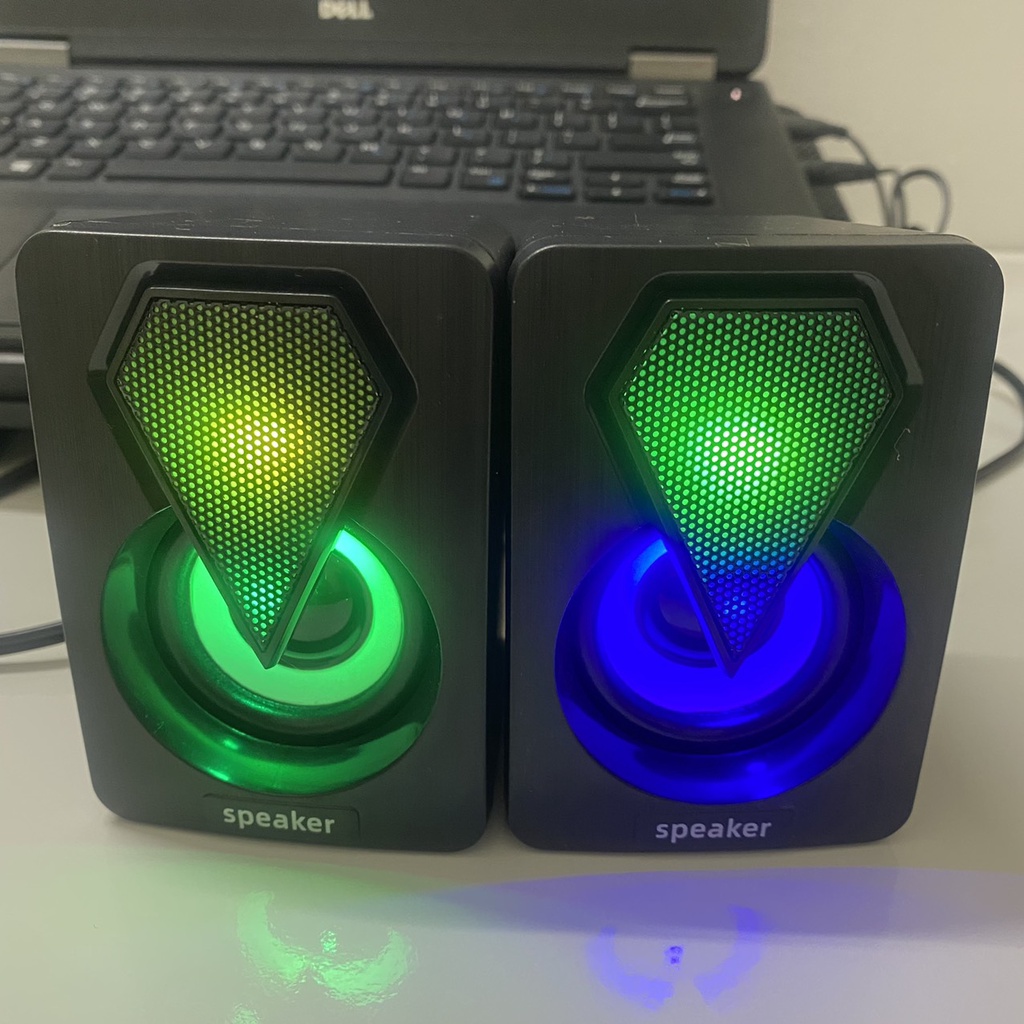 Loa vi tính máy tính mini laptop LED 7 màu E-1046/ E-1053 để bàn bass giá rẻ PUKIGO L046