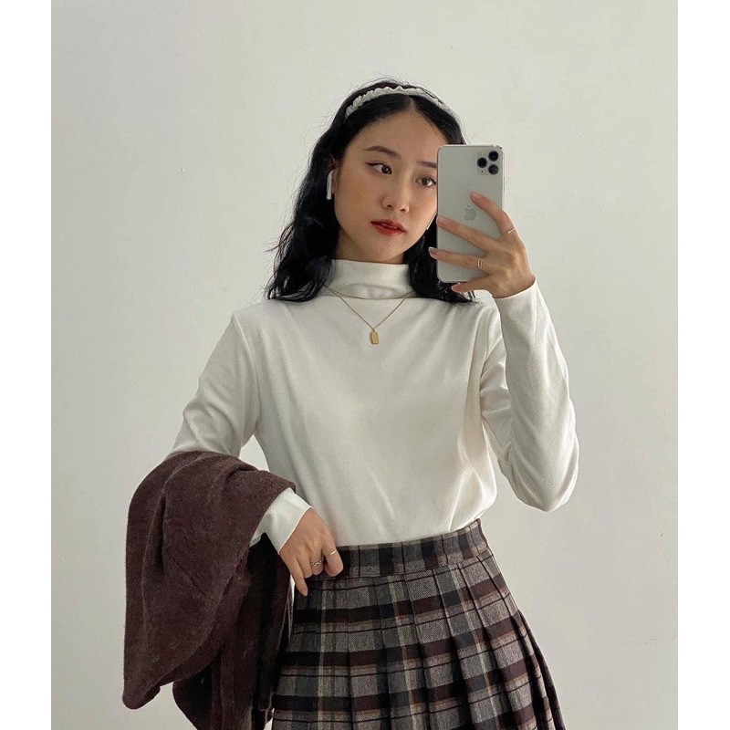 Áo cổ lọ basic[ hàng quảng châu  -ảnh thật shop chụp] Chất liệu dày dặn giặt không bai ,không xù.