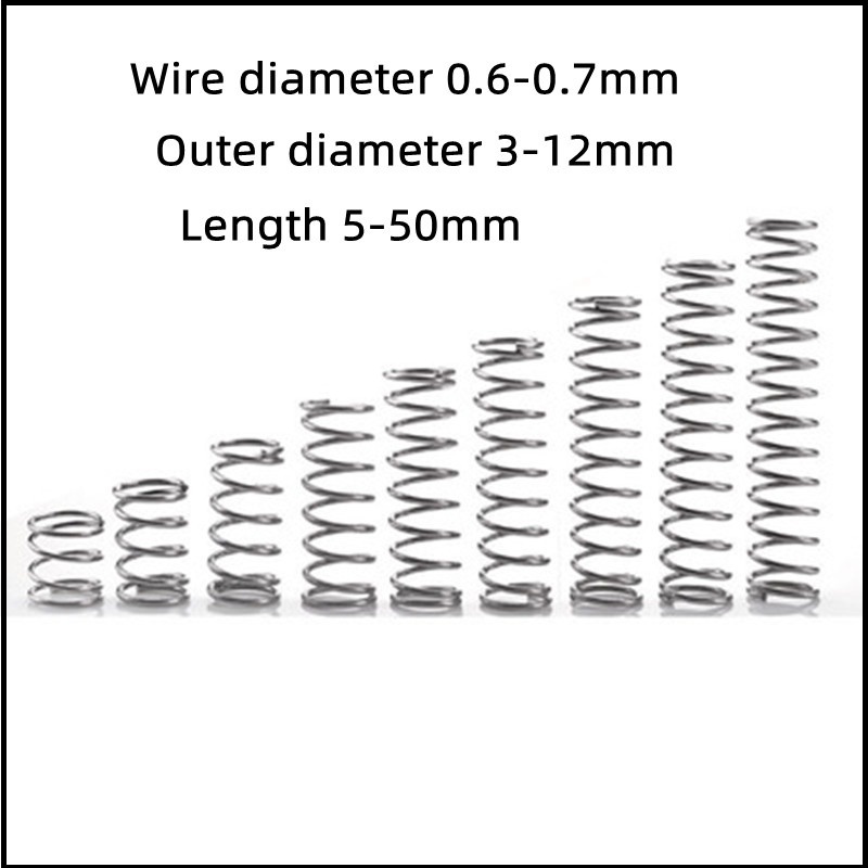 Bộ 10 Lò Xo Đường Kính 0.8mm Đường Kính Ngoài 5-9mm Dài 10-50mm