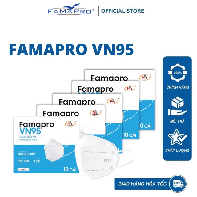 COMBO 5 HỘP Khẩu trang y tế kháng khuẩn 4 lớp Famapro VN95