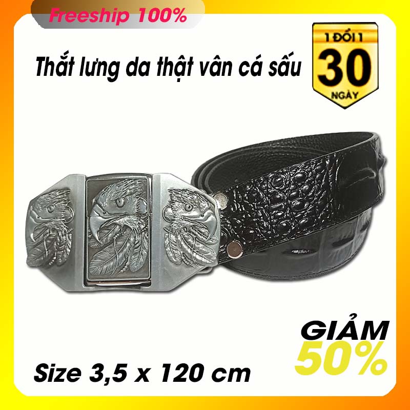 Thắt lưng nam kiêm bat lửa zp kèm thắt lưng da lớp 2 vận cá sấu - có video sản phẩm