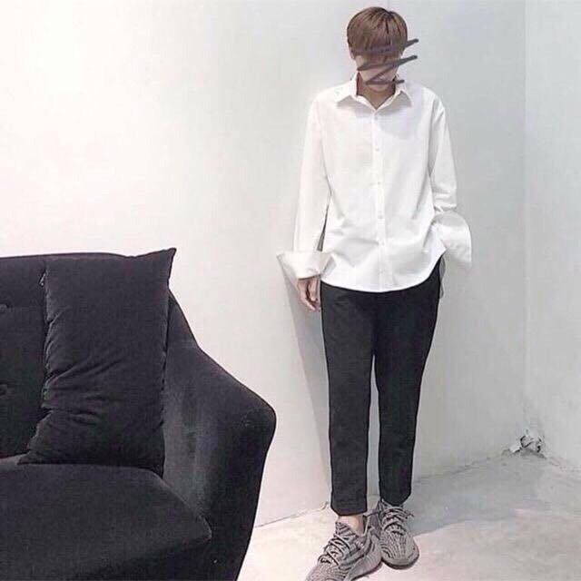 Áo sơ mi trắng trơn basic oversize nam nữ