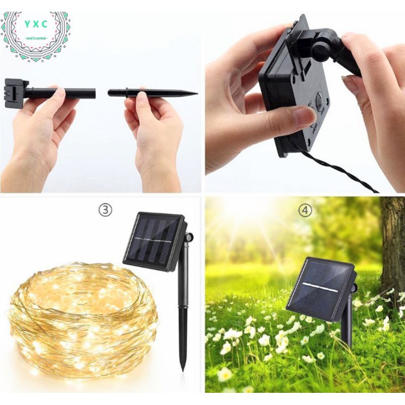 BỘ DÂY LED TRANG TRÍ CHẠY ĐIỆN NĂNG LƯỢNG MẶT TRỜI CẢM BIẾN NHẤP NHÁY MÀU CỰC ĐẸP