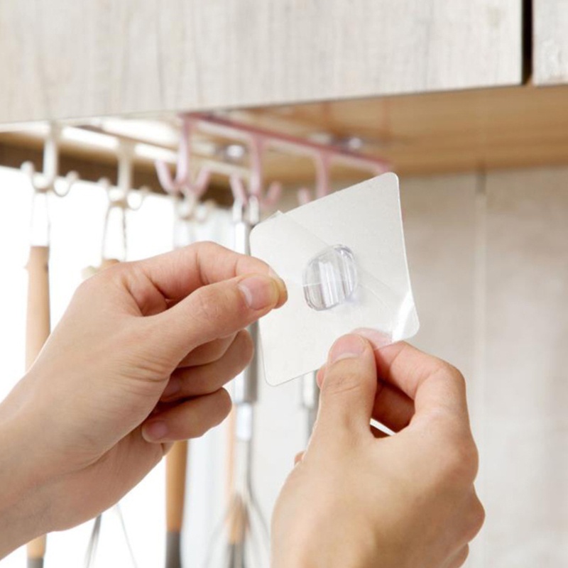 Giá Đỡ Cốc Bằng Nhựa Gắn Dưới Tủ Không Cần Khoan Tiện Dụng Cho Nhà Bếp