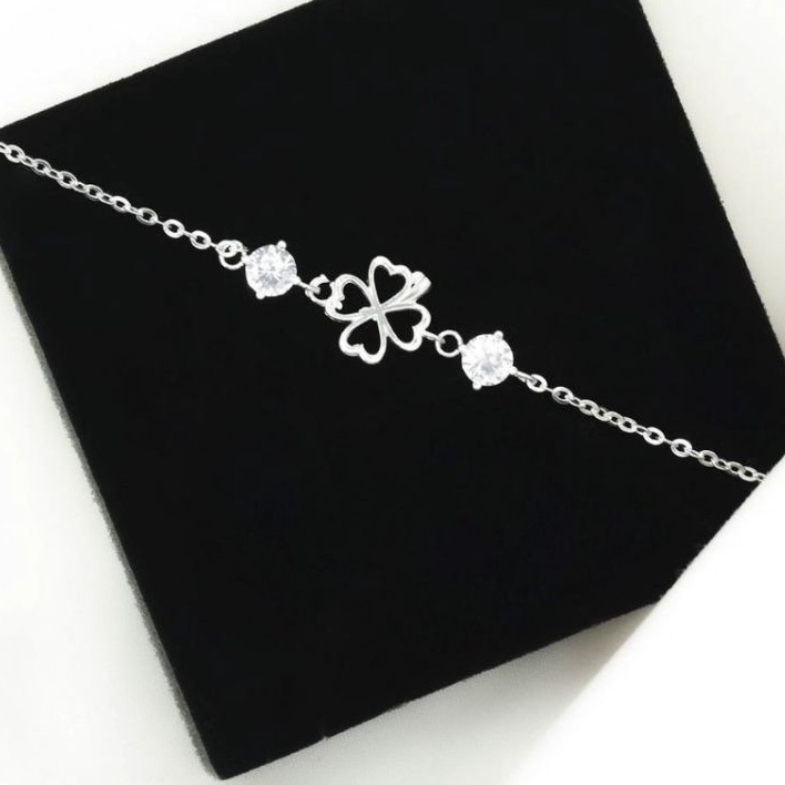 lắc tay cỏ 4 lá bạc 950 cao cấp 🌼YN JEWELRY
