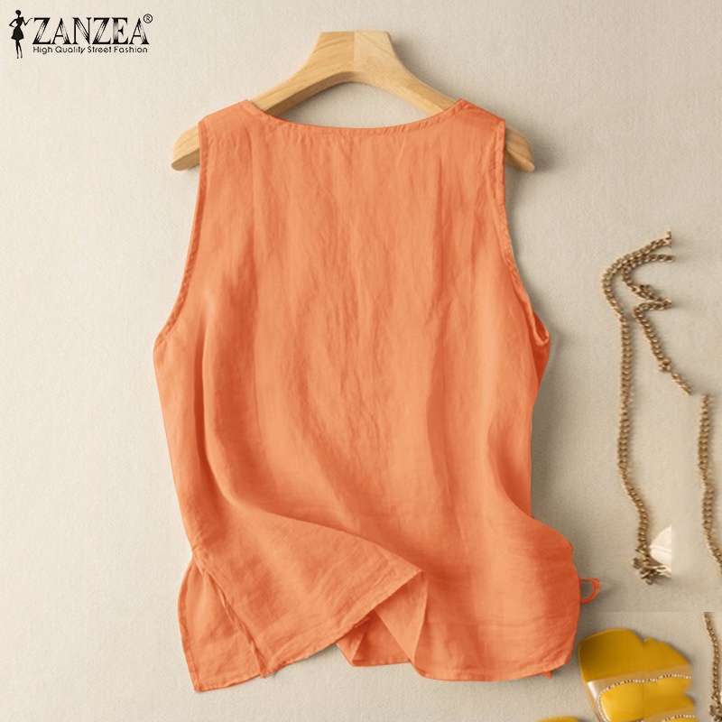 Zanzea Áo Dây Rút Không Tay Phong Cách Vintage Thời Trang Nữ