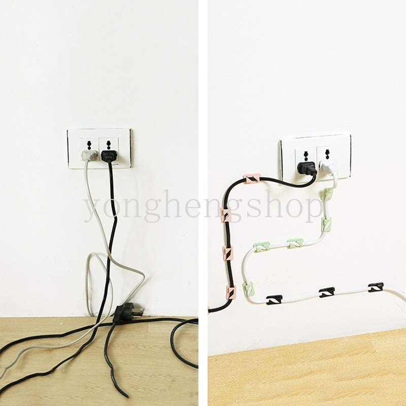 Set 12 kẹp giữ dây cáp gắn tường tự dính tiện lợi cho gia đình / văn phòng