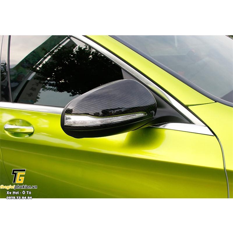 Bộ ốp gương chiếu hậu Mercedes C Class C180, C200, C250, C300, Mercedes GLC Class GLC200, GLC250, GLC300 vân Carbon