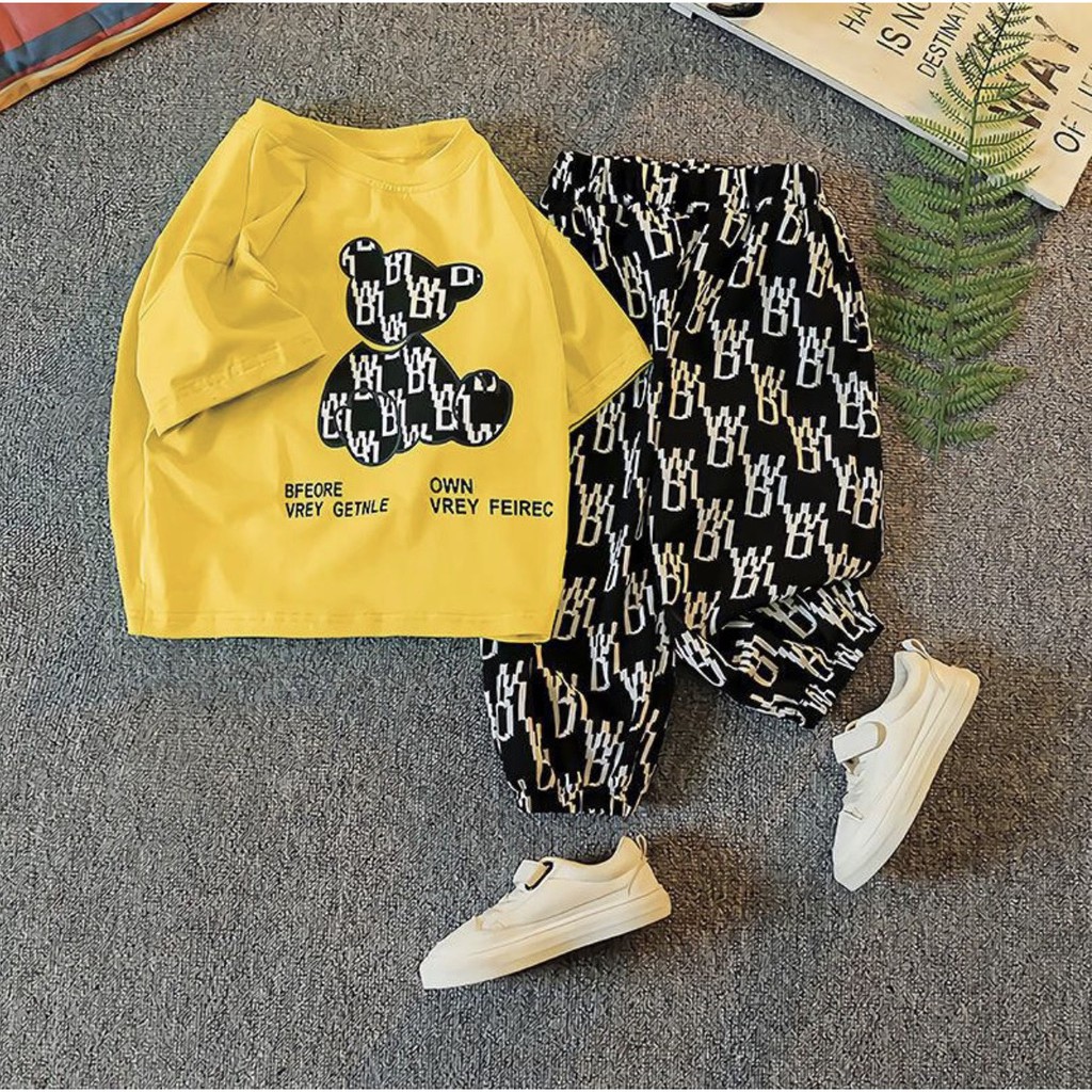 Đồ bộ  bé gái Con Xinh cotton gấu Baby BR  quần dài  set quần áo trẻ em 5 đến 14 tuổi