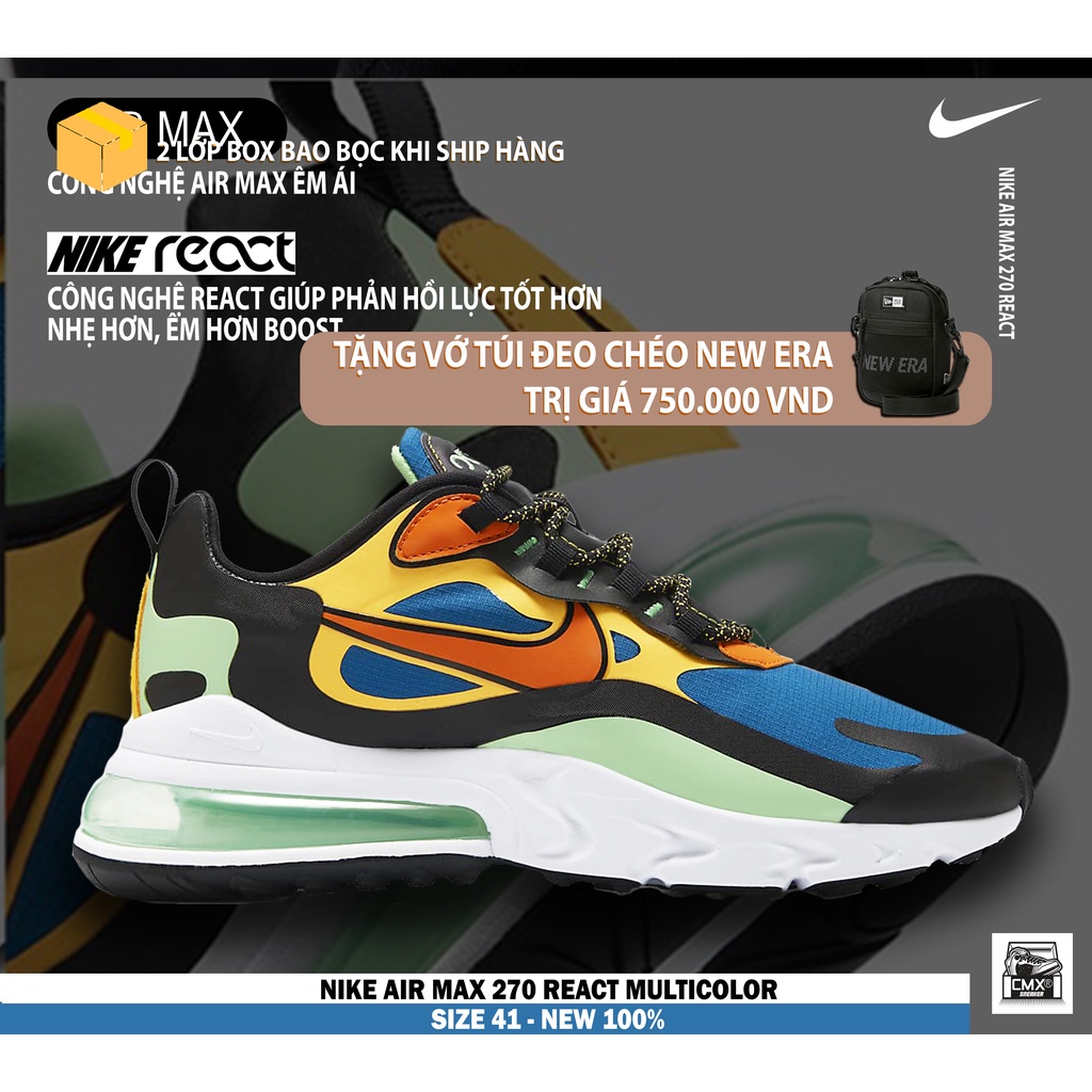 [ HÀNG CHÍNH HÃNG ] Giày Nike Air Max 270 React Multicolor ( CZ7869-300 ) - REAL AUTHETIC 100%