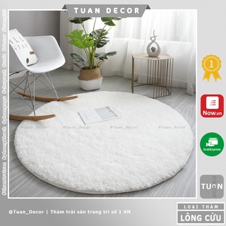 Thảm lông tròn trải sàn màu Trắng nhỏ 80cm | 1m | Lông xoăn đẹp giá rẻ
