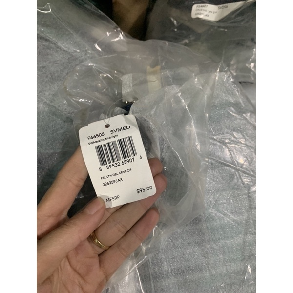 Ví coach móc tay khóa kéo da thật