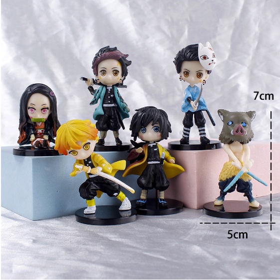 Mô Hình Thanh Gươm Diệt Quỷ  Tanjirou , Nezuko , Zenitsu , Inosuke , Giyuu - Figure Kimetsu No Yaiba ChiBi