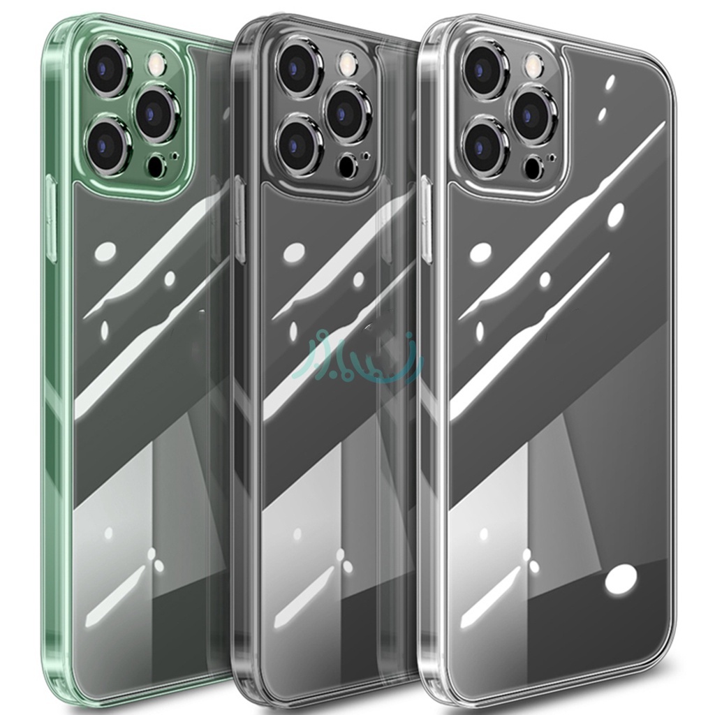 Ốp Điện Thoại Silicon Trong Suốt Chống Sốc Mặt Kính Cường Lực Cho iPhone 11 12 Pro Max X Xs Max Xr 12