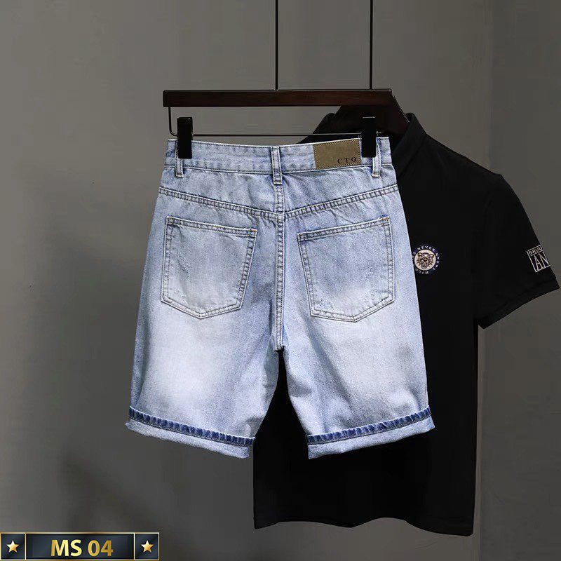 Quần short jean nam họa tiết cao cấp - chất liệu Denim co dãn tốt, THỜI TRANG NAM NỮ GEMINI KV0243