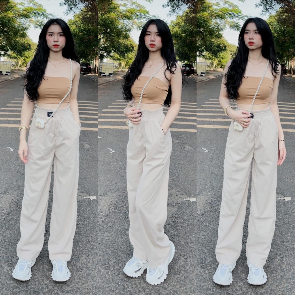 Quần Dài Nữ Baggy Vải Nhung Tăm Lưng Thun - BT Fashion  JE01